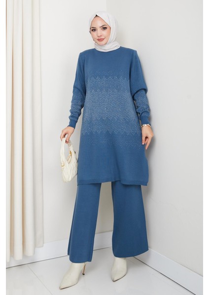 Simli Triko Tunik Pantolon Takım