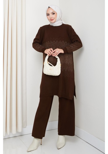 Simli Triko Tunik Pantolon Takım