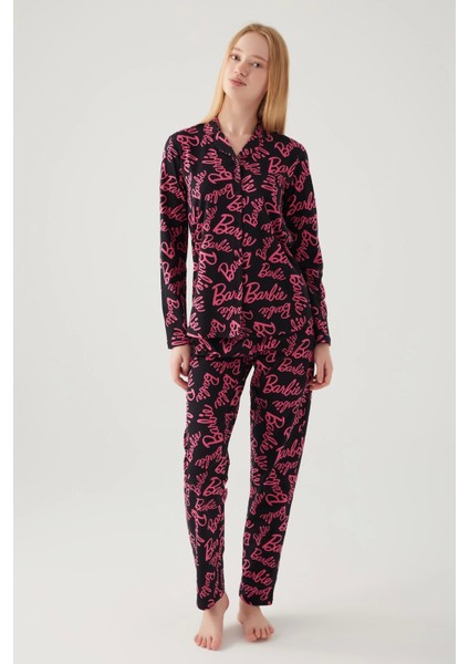 Barbie 1767-S Kadın Gömlek Yaka Pijama Takımı