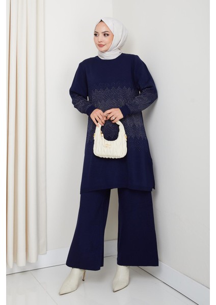 Simli Triko Tunik Pantolon Takım