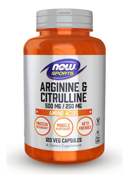 Sports Nutrition Arginine & Citrulline 500 Mg 250 Mg Amino Acids 120 Veg Caps