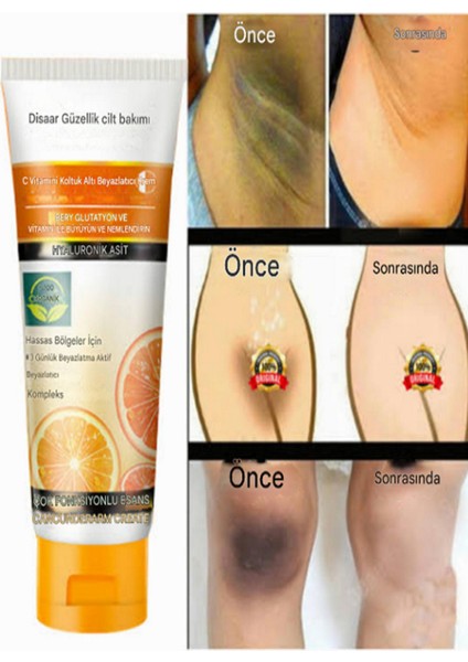 100% Organic Çok Fonksiyonlu Yüz Vücut Bikini Bölgesi Koltuk Altı Beyazlatıcı Temizliyici Krem