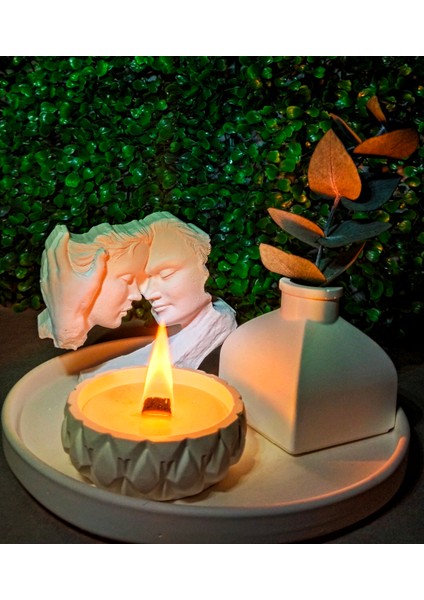 Romantik Tasarım Seramik Set -Mumluk ve Vazo