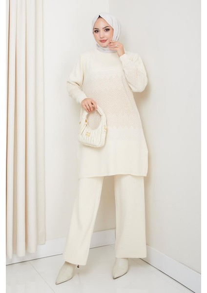 Simli Triko Tunik Pantolon Takım