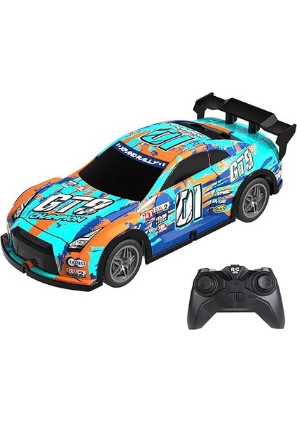 2.4 Ghz Rc Full Fonksiyon LED Işıklı Gövde 1:22 Şarjlı Uzaktan Kumandalı Drift Arabası (Turkuaz)