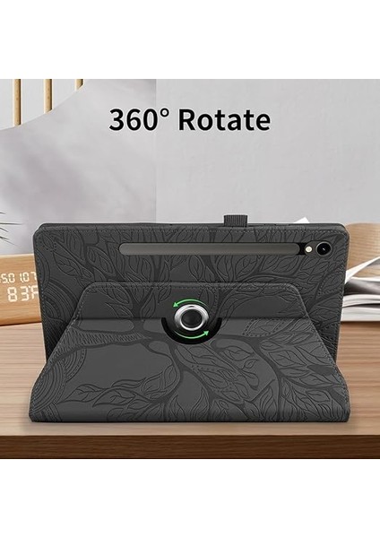 Samsung Galaxy Tab S11 11 Inç 2025 SM-X730 X736B Için Kılıf Kapak Pu Deri Kapaklı 360° Çok Açılı Dönebilen Tutucu Tablet Galaxy Tab S11 Kılıf, Siyah Ağaç fırsatları