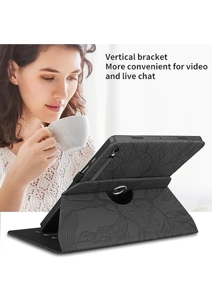 Samsung Galaxy Tab S11 11 Inç 2025 SM-X730 X736B Için Kılıf Kapak Pu Deri Kapaklı 360° Çok Açılı Dönebilen Tutucu Tablet Galaxy Tab S11 Kılıf, Siyah Ağaç indirimleri
