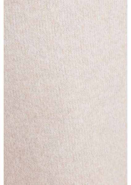 Kadın Slim Fit Dar Kesim Yarım Balıkçı Yaka Kısa Kollu Bej Bluz