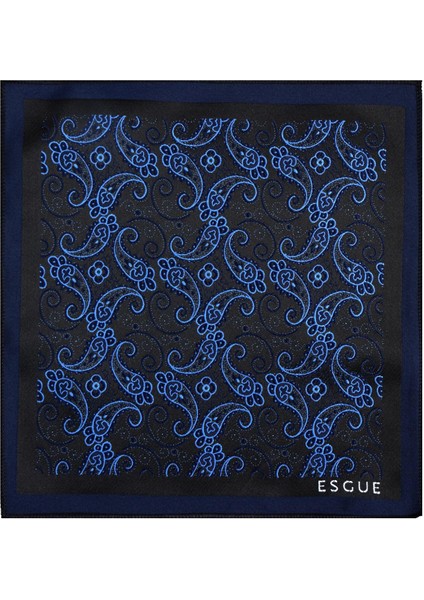 8 cm Hand Made Siyah - Mavi Şal Desen Mendilli Kravat indirimleri