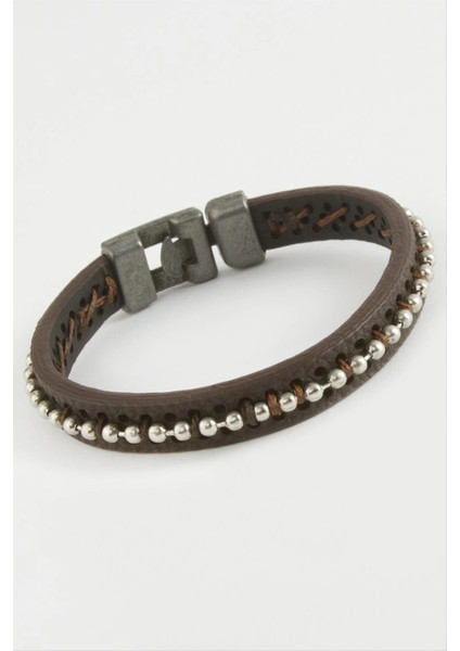 Top Metal Boncuklu Kaliteli Suni Deri Bileklikc