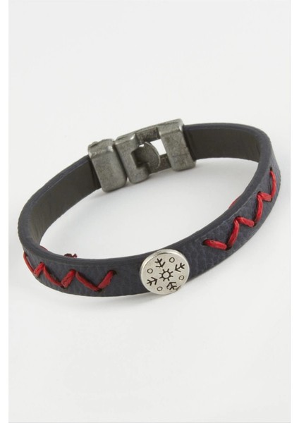 Zikzak Ip Desenli Kaliteli Suni Deri Bileklik