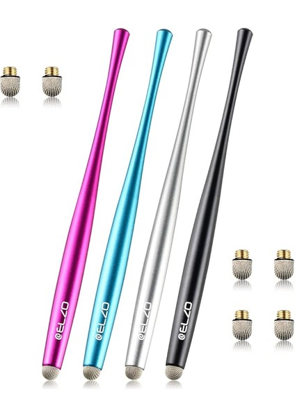 Kapasitif Giriş Kalemi Stylus Dokunmatik Kalem Tükenmez Kalem Premium Metal Ince Kombo Dokunmatik Ekranlı Tabletler ve Daha Fazlası Için 6 Yedek Nanofiber Uçlu 4 Parça