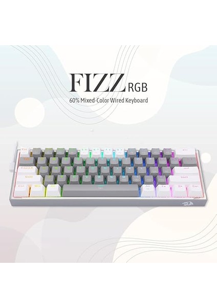 K617-RGB 16,8 Milyon Rgb Aydınlatma, Red Switch Fizz%60 Q Türkçe Kablolu Mekanik Oyuncu Klavyesi Gri Beyaz fiyatları