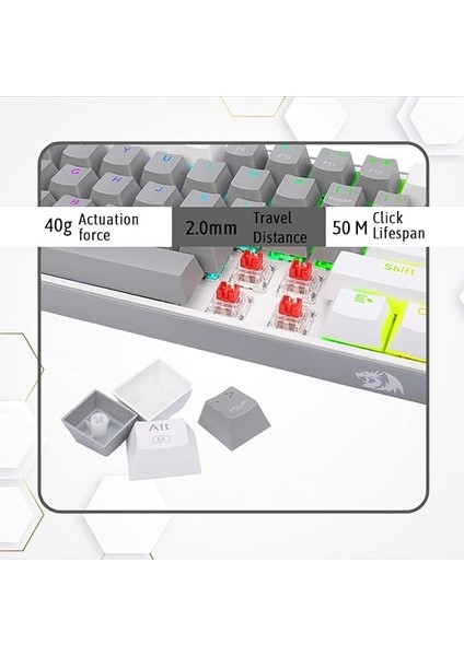 K617-RGB 16,8 Milyon Rgb Aydınlatma, Red Switch Fizz%60 Q Türkçe Kablolu Mekanik Oyuncu Klavyesi Gri Beyaz fırsatları