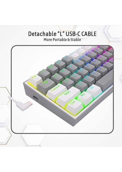 K617-RGB 16,8 Milyon Rgb Aydınlatma, Red Switch Fizz%60 Q Türkçe Kablolu Mekanik Oyuncu Klavyesi Gri Beyaz indirimleri