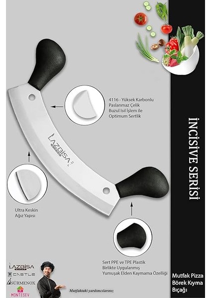 Incisive Serisi Mutfak Bıçak Börek Pizza Pide Bıçağı Kıyma Bıçağı Günlük Kullanım (MFT-531) modelleri
