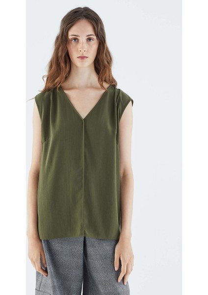 V yaka Bluz Haki K2113084_023