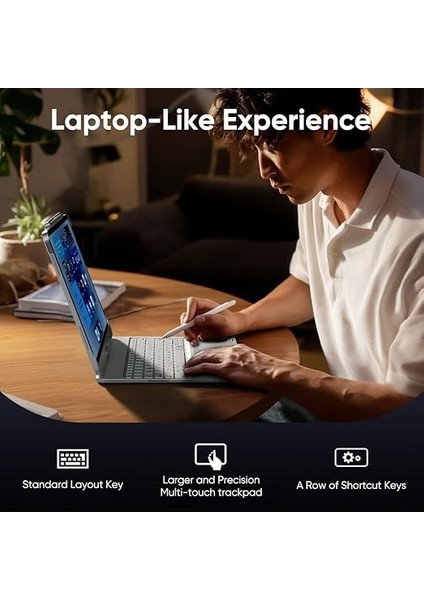 Klavye Kılıfı, iPad Air 13 Inç (M3/m2) ve Pro 13 Inç (M4), Pro 12,9 Inç (6/5/4/3 Nesil) Için, Multi-Touch Trackpad, 360° Döndürülebilir, 7 Renkli Arka Plan Aydınlatması (Gümüş, Almanca Düzeni) indirimleri