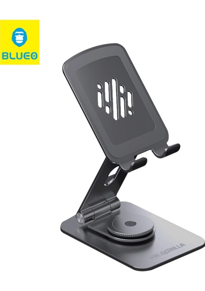 360 Derece Haraketli Yükseklik Ayarlı Metal Masaüstü Ev Ofis Rotary Telefon Tablet Standı Koyu Gri