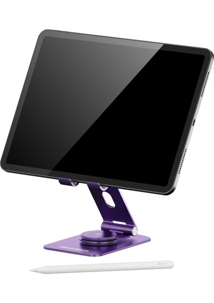 360 Derece Haraketli Yükseklik Ayarlı Metal Masaüstü Ev Ofis Rotary Telefon Tablet Standı Koyu Gri fırsatları