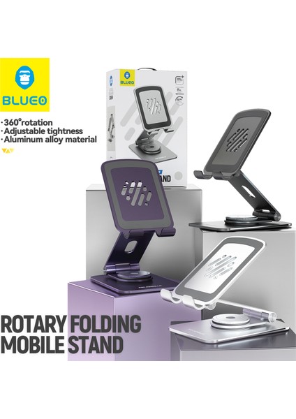 360 Derece Haraketli Yükseklik Ayarlı Metal Masaüstü Ev Ofis Rotary Telefon Tablet Standı Koyu Gri indirimleri