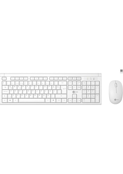 KW200 Kablosuz Türkçe Q Klavye & Mouse Set - Qwerty Türkçe Dizilim Klavye, 1200DPI Optik Fare, Win/mac Uyumlu, Sıvı Dökülmesine Dayanıklı, Tam Boyutlu Türkçe Q Klavye Mouse Seti Beyaz