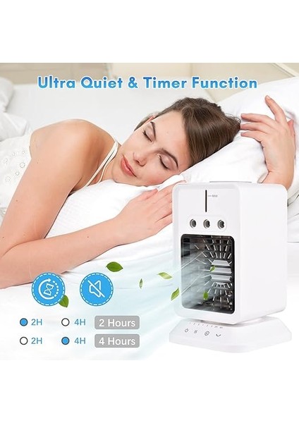 Taşınabilir Masa Soğutma Fanı Mini Hava Soğutucu 3 Rüzgar Hızı ile Oda Nemlendirici Ayarlanabilir Rüzgar Yönü Zamanlayıcı Ev Yatak Odası Ofis Açık Kamp Kullanımı Için USB Evaporatif modelleri