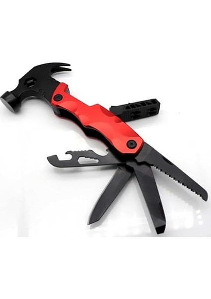 Çok Fonksiyonlu Çekiç Çakı Çantalı Kamp Outdoor Testere Tornavida Seti Kırmızı fiyatları