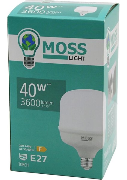 40W Torch LED Ampul Plastik E27 3600LUMEN L175° 5000 Saat Ömür IP20 185-265V Ac MS-3098 (5148)