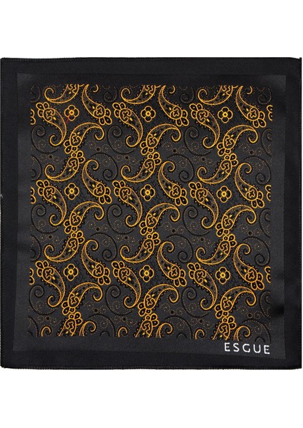 8 cm Hand Made Siyah - Gold Şal Desen Mendilli Kravat fırsatları