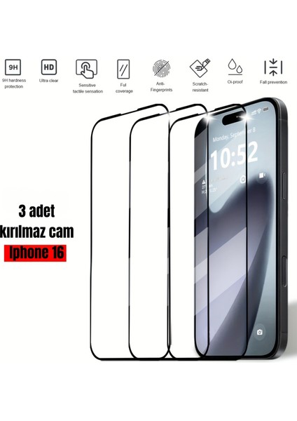 3 Adet IPHONE16 Kırılmaz Cam Ekran Koruyucu iphone 16 Ekran Koruyucu 3ADET fiyatları