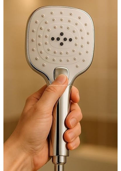 Spiralli Duş Başlığı Seti, 3 Fonksiyonlu Tuşlu Geniş Gövde Krom Duş Başlığı, 150 cm Duş Hortumu, Mafsallı Başlık, Vida ve Dübel Dahil, Su Tasarruflu, Duvara Monte Banyo Takımı modelleri