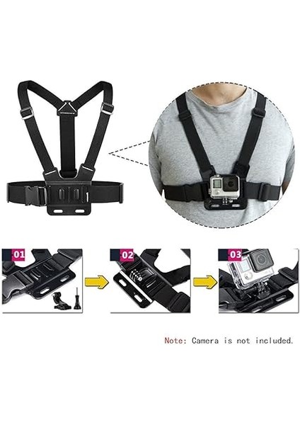 Chest Harness Mount Adjustable Camera Chest Strap With J Hook Compatible With Gopro Hero 13 12 11 10 9 8 7, Akaso EK7000 Brave 4, Dragon Touch, Vemont, Wolfang,remali Action Camera fiyatları