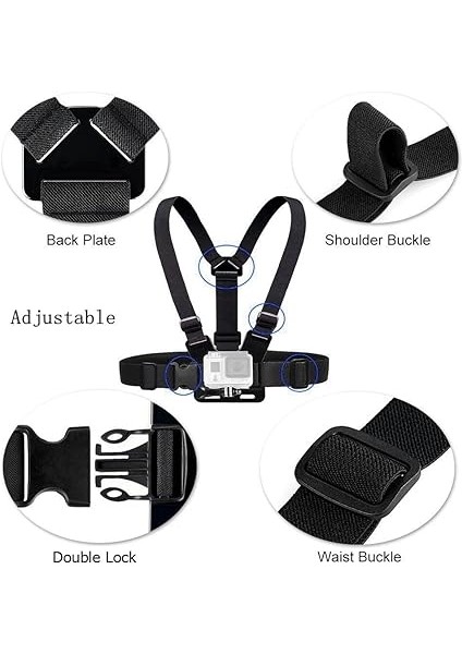 Chest Harness Mount Adjustable Camera Chest Strap With J Hook Compatible With Gopro Hero 13 12 11 10 9 8 7, Akaso EK7000 Brave 4, Dragon Touch, Vemont, Wolfang,remali Action Camera modelleri