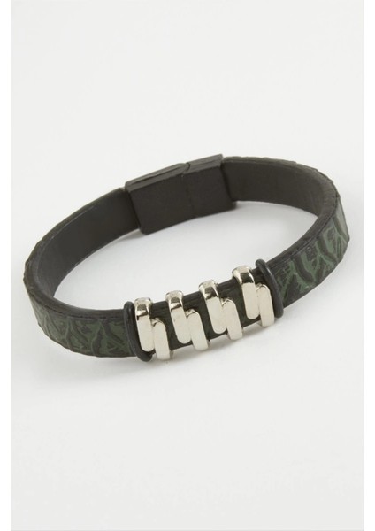 Zikzak Kaliteli Mıknatıslı Suni Deri Bileklik