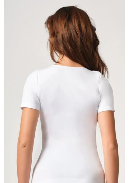 228X6 Kadın 6'lı Penye Ribana Biyeli Yarım Kol Bisiklet Yaka Atlet Fanila-Beyaz fiyatları