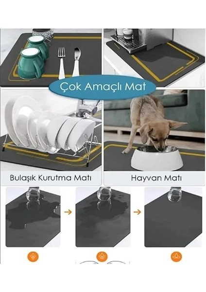 Home Tezgah Üstü Bulaşık Kurutma Matı,mutfak Matı, Tezgah Üstü Kaymaz Kurulama Örtüsü,bulaşık Kurutma Matı (Gri, 40X50) modelleri
