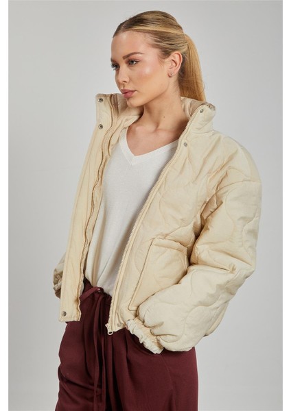 Kadın Kapitone Şişme Mont - Ekru fiyatları