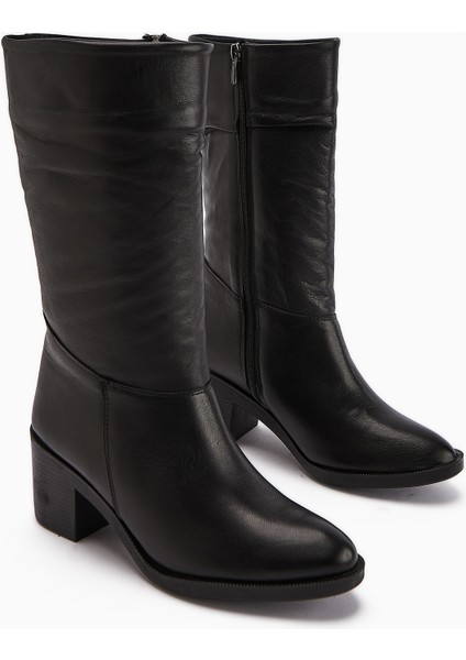 Sahara Hakiki Deri Siyah Körüklü Fermuarlı Kadın Çizme modelleri