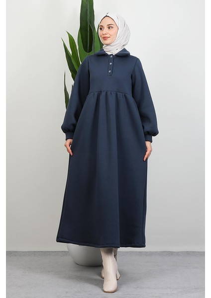 Şevval Düğmeli Elbise Indigo modelleri