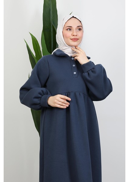 Şevval Düğmeli Elbise Indigo indirimleri