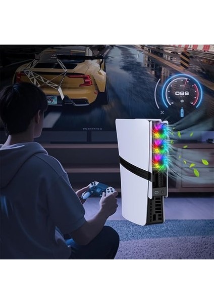 Pro Için Rgb Fan, 3 Fanlı Verimli Soğutma Aksesuarı, Ayarlanabilir Hızda Sessiz Fan, USB 3.0 Bağlantısı, Ps5 Pro/ps5 Slim Disc/digital Için Fan (Siyah) modelleri