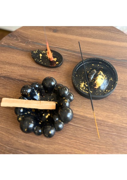 El Yapımı 3'lü Tütsülük Set, Palo Santo Odunu ve Tütsüler Hediye, Meditasyon & Modern Dekoratif Set