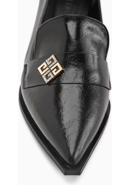 Jaklin Siyah Sivri Burunlu Alçak Topuklu Kadın Ayakkabı modelleri