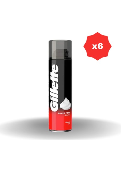 Gillette Regular Tıraş Köpüğü 200 ml - (6 Adet)