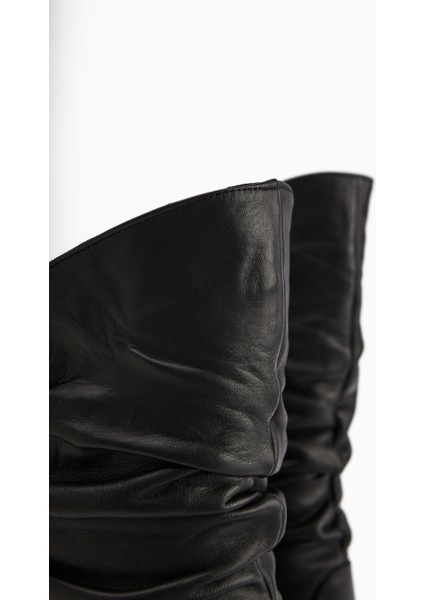 Narges Hakiki Deri Siyah Topuklu Kadın Çizme fırsatları