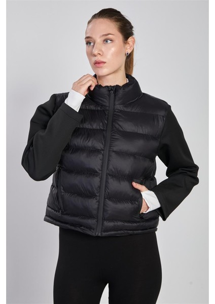 Kadın Dik Yaka Kol Detaylı Şişme Mont - Siyah modelleri