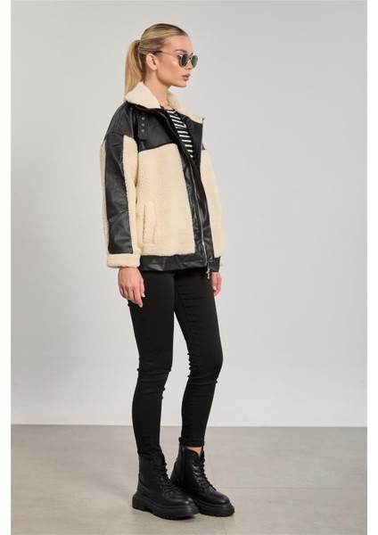 Kadın Garnili Welsoft Mont - Ekru fırsatları