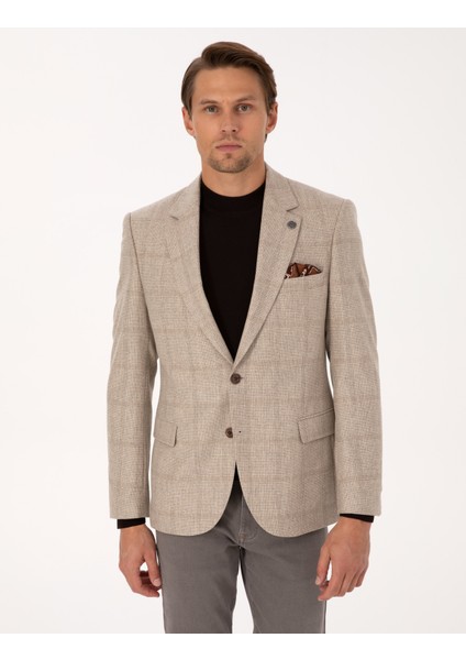 Erkek Bej Slim Fit Ceket 50311232-VR011