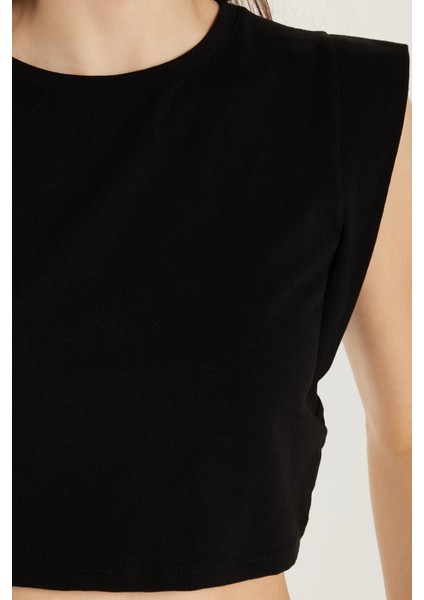 Kadın Slim Fit Dar Kesim Sıfır Kollu Bisiklet Yaka Siyah Bluz modelleri